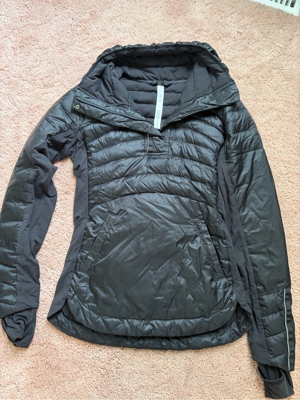 lululemon athletica Black Quilted Hooded Pullover